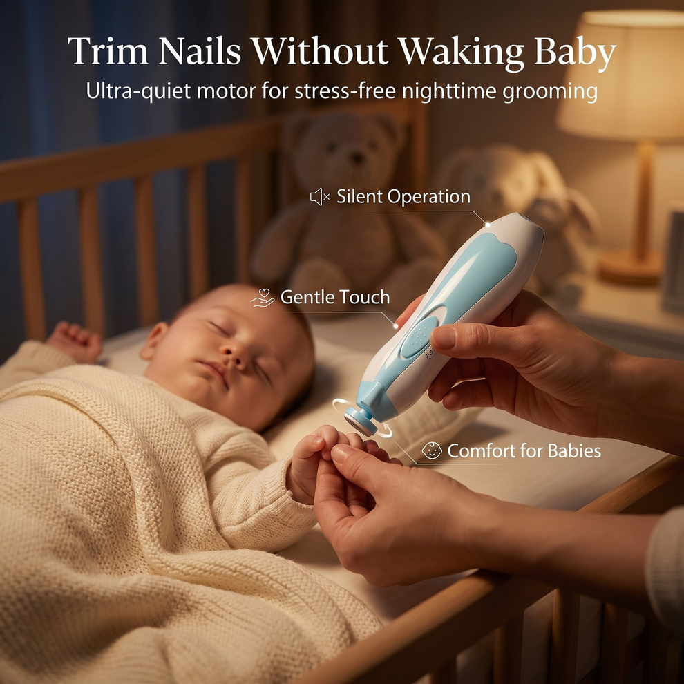 Electric Baby Nail Trimmer — 6-in-1 Safe Nail File for Newborns